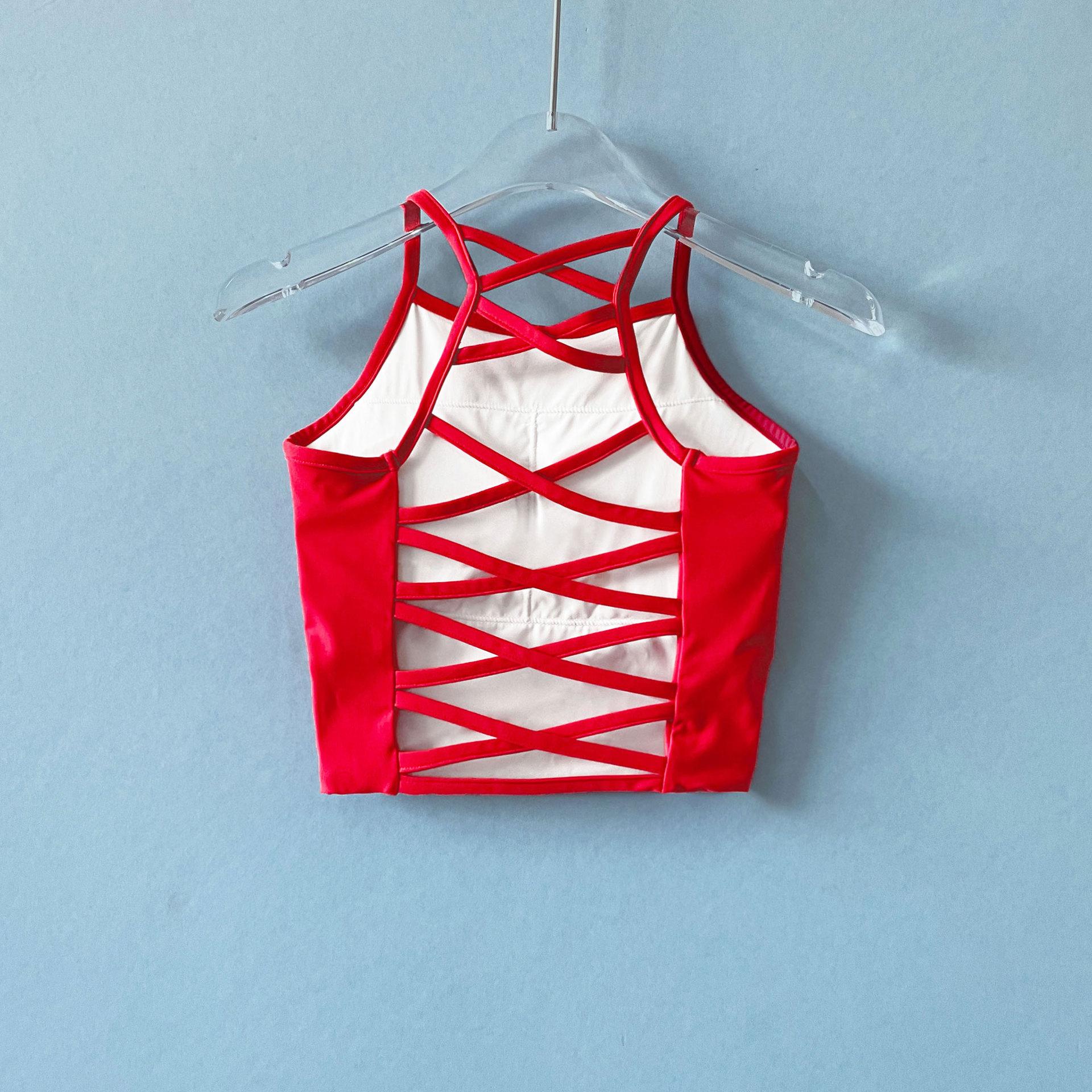 背心女外穿镂空美背运动健身跑步速干带胸垫吊带上衣文胸