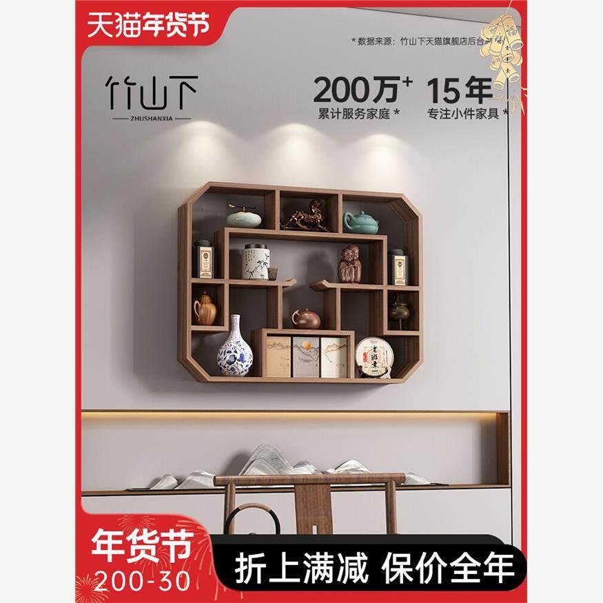 博古架实木中式壁挂防尘隔断装饰品摆件高端多宝阁墙面置物展示柜