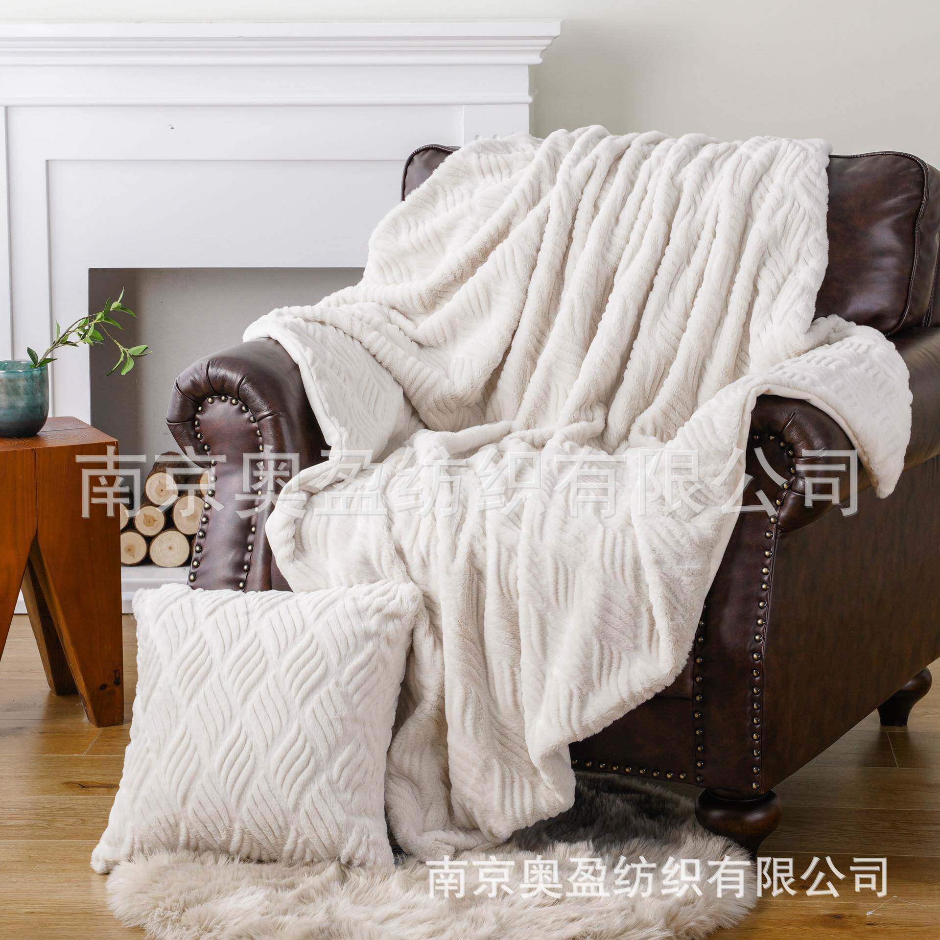 亚马逊冬季厚绒毯毛毯豪华人造毛皮毯仿小兔毛毯子装饰沙发毛皮毯