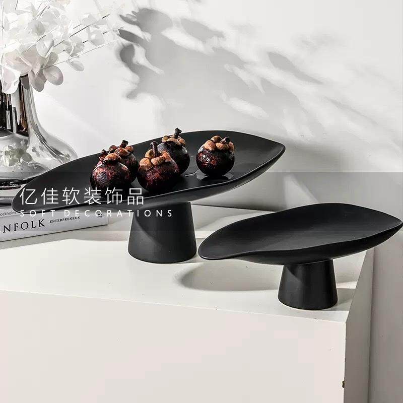 装饰品简约创意样板树脂售楼处托盘摆件茶几餐厅水果盘收纳客厅软
