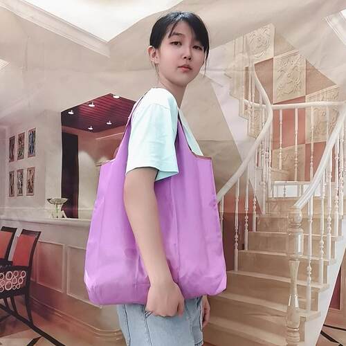 新款直销中号纯色可印字LOGO可静色手提袋尼龙包防水买菜包环保购