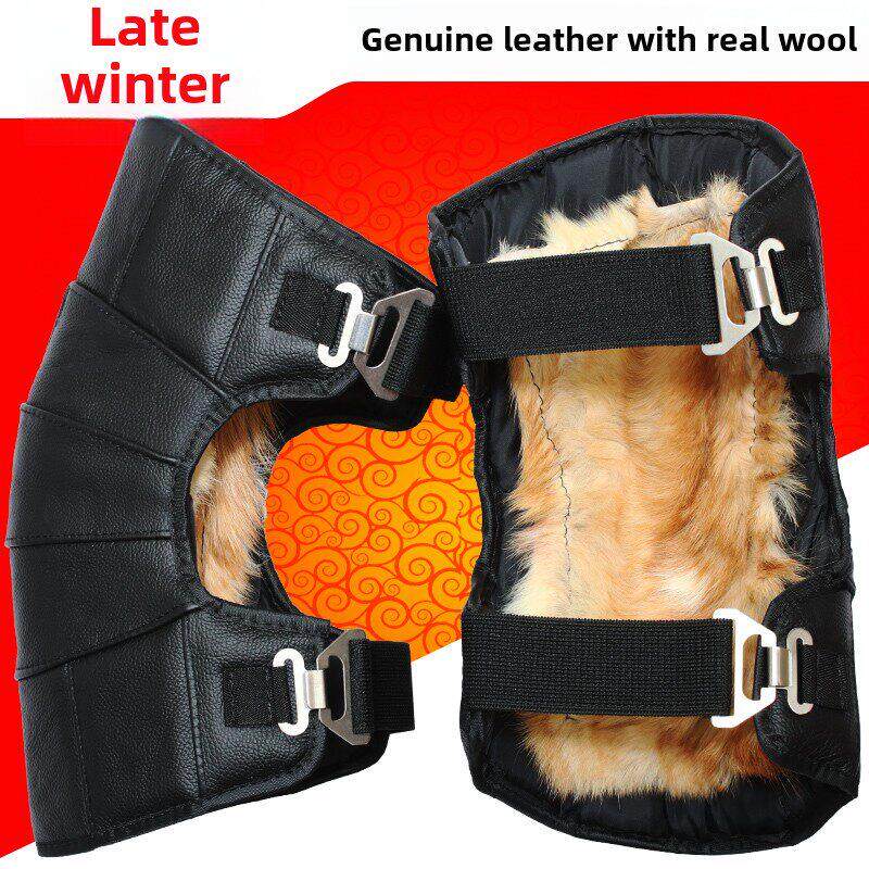 电动车电瓶车护膝护腿护具真皮真毛羊毛加厚挡风防寒保暖男女通用