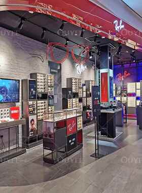 VYS镜店铺装修眼示柜货架D创意展铁艺烤漆眼镜柜多层玻璃展架带LE