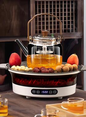 围炉煮茶器套装室内无烟黑晶炉烤火炉煮茶具网红全套多功能煮茶炉