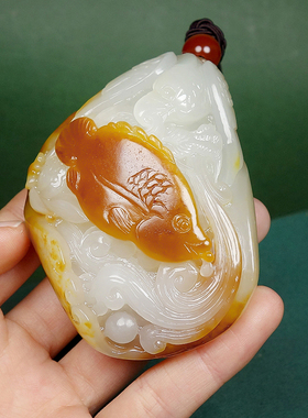 和田玉手工雕刻【抓住机遇】雄鹰展翅手把件 重201.95g