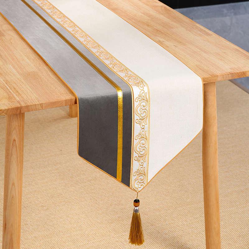 桌旗简约现代新中式茶桌布轻奢高端客厅茶几垫布餐桌长条装饰桌布