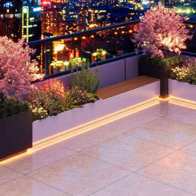 阳台花箱户外庭院景观室外休闲区长方形种植箱不锈钢花坛花箱组合
