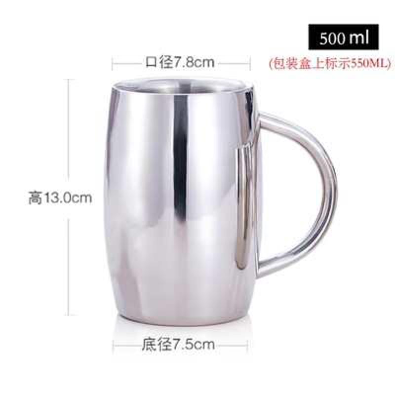 304不锈钢双层啤酒杯马克杯子儿童水杯咖啡杯茶杯隔热杯耐热防烫