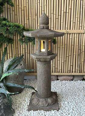 太阳能院庭灯中式石日式仿古别墅户石雕灯笼青石造景石灯外石灯摆