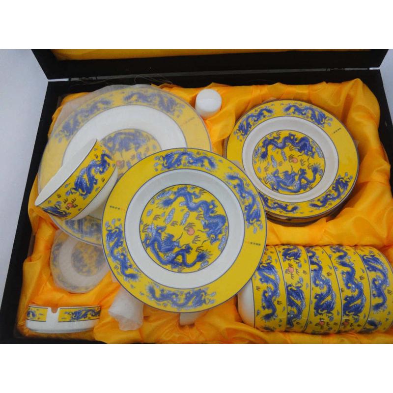 直销13头19头青花瓷餐具套装 淄博瓷套碗 茶碗碟套装