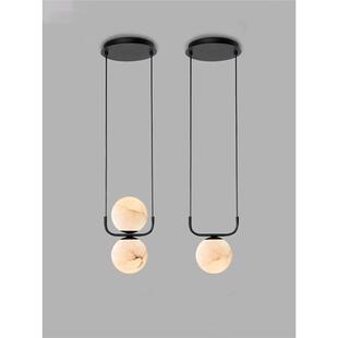 轻奢简约创意云石餐厅卧室床头吧台设计师吊线小吊灯广东中山灯具