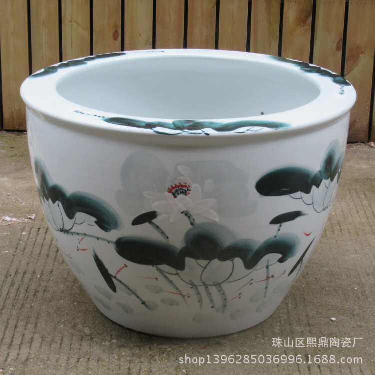 陶瓷鱼缸 手绘荷花大号栽花缸 园林移栽花盆家居装饰陶瓷摆件缸,鲜花速递/花卉仿真/绿植园艺,花盆,淘宝优惠券,粉丝福利购,淘宝优惠卷