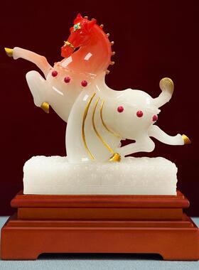 日本进口玉石马到成功马摆件招财客厅老板办公室高级感生肖2025年