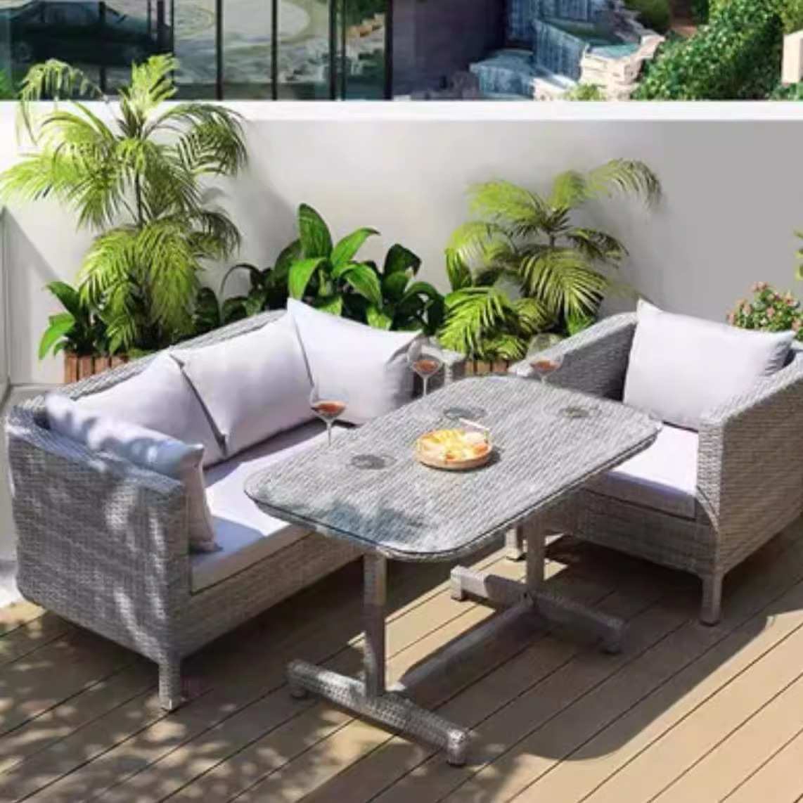 户外藤椅沙发双人藤制家具阳台休闲仿藤创意沙发桌椅组合庭院茶几