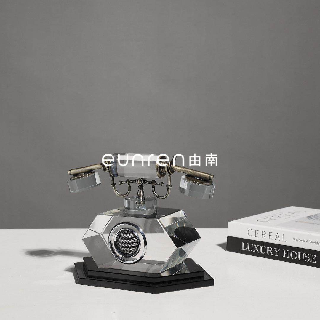 极简风美式复古中古电话机摆件家脚轮/万向轮
