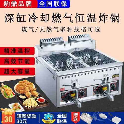 商用双缸油炸机燃气炸锅煤气炸炉自动恒温油炸机正新炸鸡排机