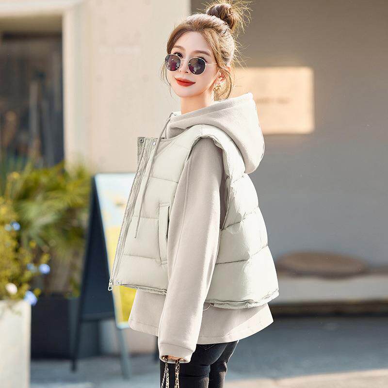 韩气羽版绒马甲连帽加ZYI2527F绒卫衣服两件套女年冬季洋新款羽绒