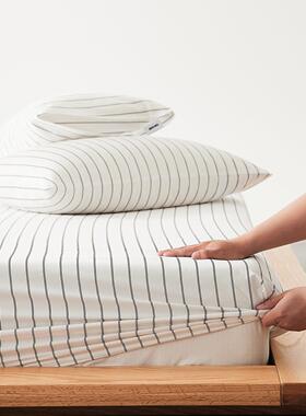 60支贡缎长绒棉床罩数码印花条纹单床笠150*200+30cm180*200+40高