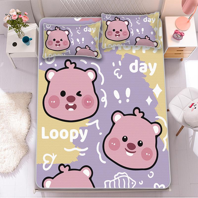 夏季卡通露比海狸loopy冰丝席宿舍卧室儿童可爱空调席可水洗折叠