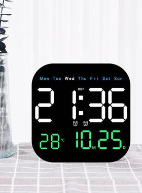 新款智能简约大屏数字led电子钟多功能夜光静音坐台客厅挂墙时钟