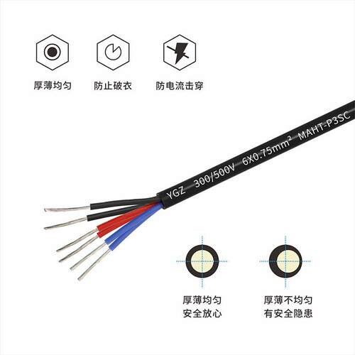 YGZ 6*0.75mm²硅橡胶电缆 高温电缆 耐油电缆 耐水电缆 100米