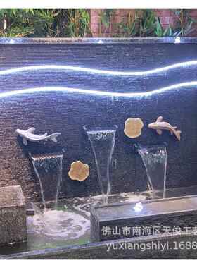 厂家流水喷石幕墙厂家流水472泉景观别材墅花园庭院水景大型假山