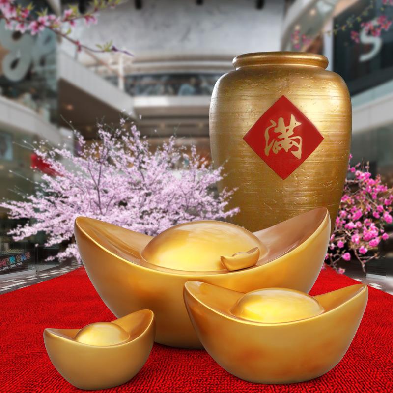仿真金元宝摆件玻璃钢雕塑春节喜庆装饰户外商场酒店墙壁装饰美陈