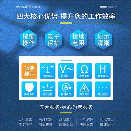 伊万厂家VC4105A（新款）光伏接地电阻仪高压高阻高清屏按键