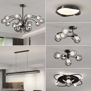 客厅灯吊灯2025新款 极简高级感餐厅房间灯魔豆分子灯大厅主灯 意式