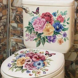 2PCS Purple Flower Hyacinth Stickers Waterproof Bathroom