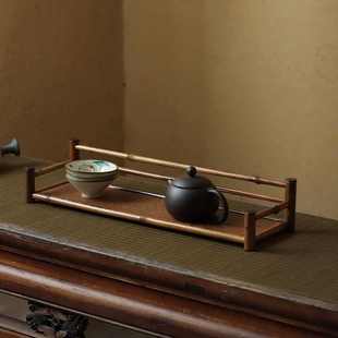 手工席面梅鹿竹制茶杯架 禅意复古茶道配件茶周边 竹制茶具收纳架