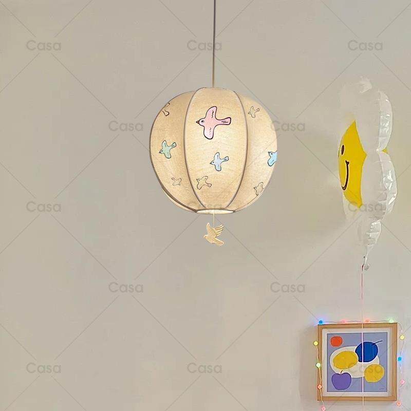 丹麦刺绣吊灯护眼餐厅吧台灯创意中古诧寂风布艺儿童房间卧室灯具