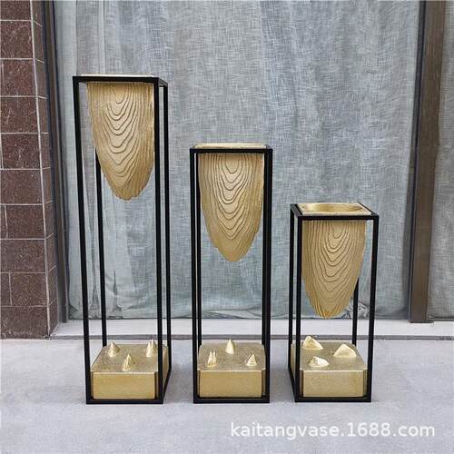 北欧尚玻楼璃钢花盆时铁艺花架JY55143+商场花园绿售部公司植花艺