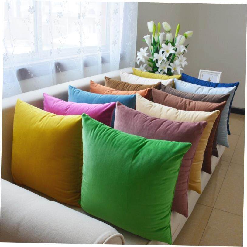European velvet sofa cushion pure color pillow cover car big图片