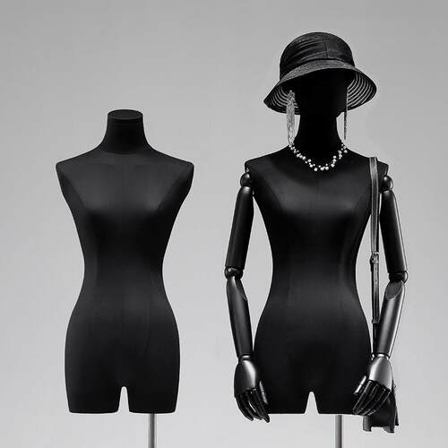 服装店黑色锁骨小胸模特道具女半身人台假人偶女装店模特展示架