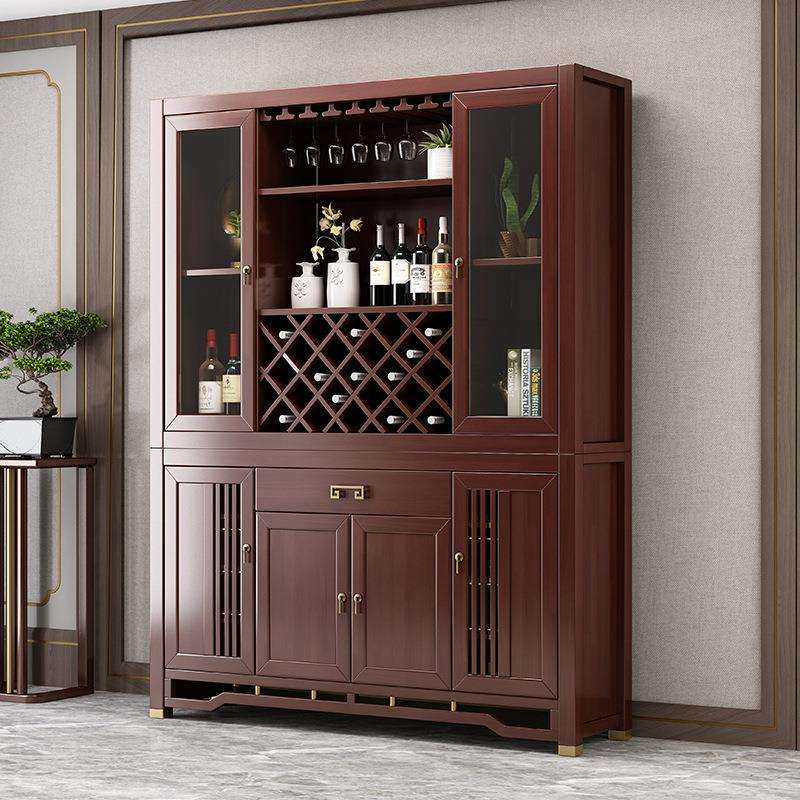 新中式实木客厅餐边柜餐厅隔断柜现代双面屏风简约酒柜门厅靠墙