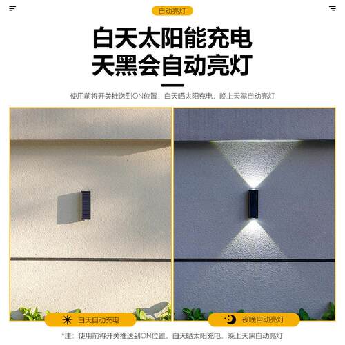 Outdoor Solar Lights Waterproof Sunlight Powered Wall Lamp U