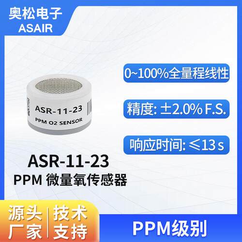 奥松全量程分压式电化学PPM微量氧传感器氧气浓度检测ASR-11-23