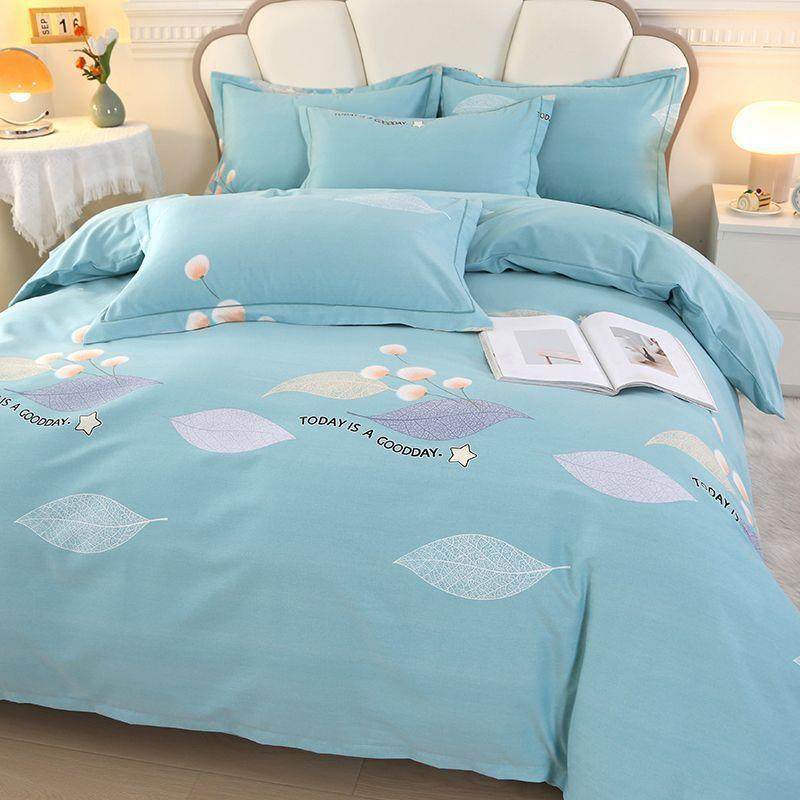 加厚100纯棉四件套床单磨毛简约被套床上用品婚庆四季用时尚热门