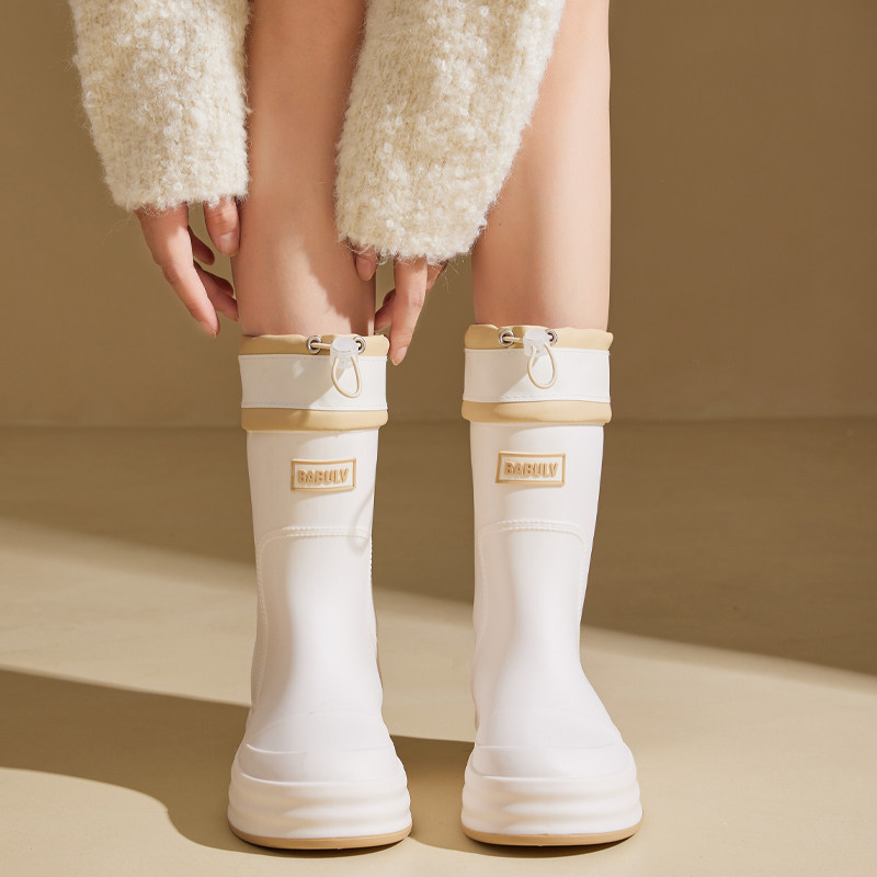 雨鞋女款2025新款大童成人时尚加绒防水雨靴户外水靴防滑水鞋胶鞋