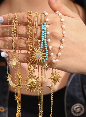 18K Gold Plated Stainless Pendant Necklace Fashion Jewelry