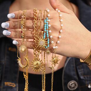 Stainless Plated Pendant Necklace Jewelry 18K Fashion Gold