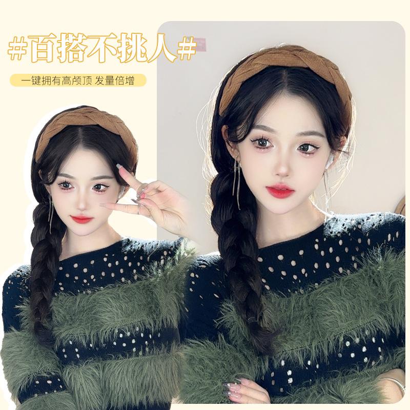 发箍假发一体女夏天假发全头套女高颅顶仿真发时尚帽子自然长卷发