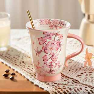 墨色十二花神陶瓷马克杯女士主人杯个人家用高脚咖啡杯高颜值