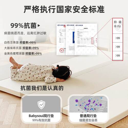 babysoul宝宝爬爬奶酪色垫加厚IX童PE婴儿叠家用无甲醛地垫子PU折