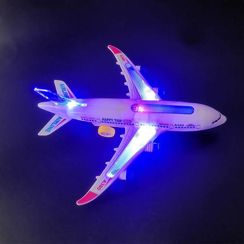 飞机发光电动音乐玩具飞机A380灯光客机模型儿童地推货源地摊