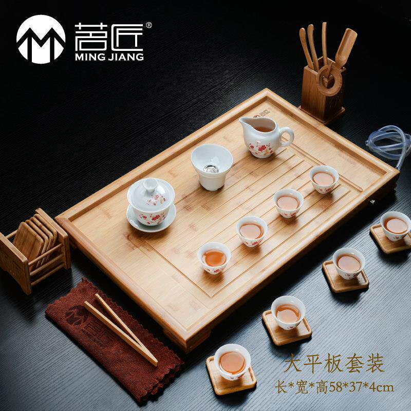 功竹夫竹制茶盘茶具整茶全茶海平板排水式茶台盘小号块托 托盘特