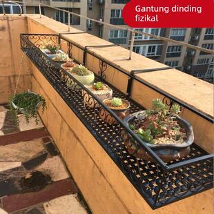 欧式阳台实体墙花架悬挂式栏杆花架多层壁挂式铁艺多肉绿萝花盆架