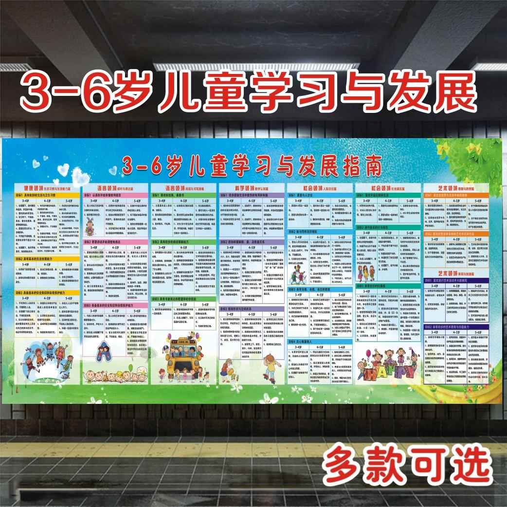 3~6岁儿童学习教育与发展指南海报贴纸幼儿园布置教学宣传画挂图