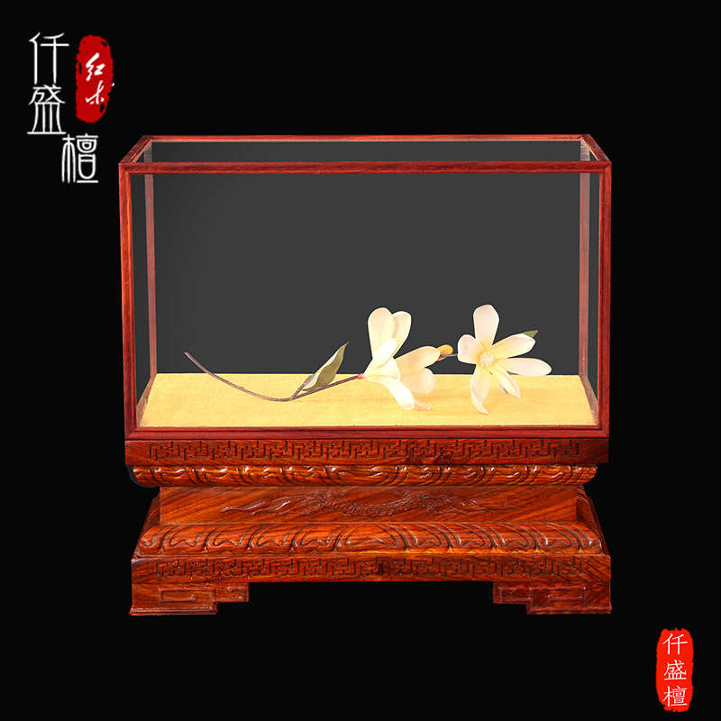 定制关公佛像宝笼玻璃罩实木头底座莲花观音财神貔貅防尘展示罩子